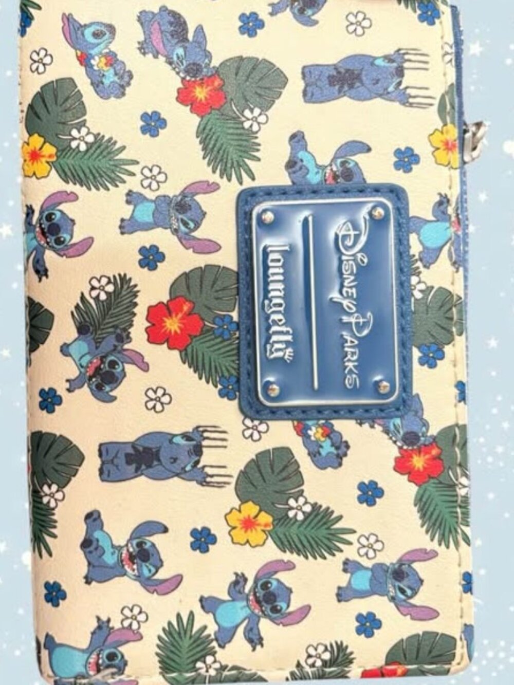 Disney Parks Loungefly Stitch All Over Print Floral Wallet